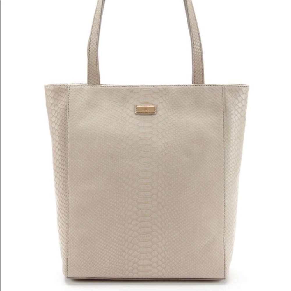 kNk beige (tan) faux snakeskin tote bag
